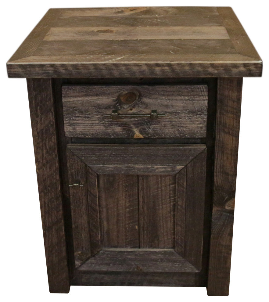 Barnwood Style Timber Peg 3-Drawer 1-Drawer 1-Door Nightstand, Dusk
