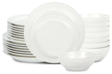 Stone Lain Orbit Stoneware 24-Piece Dinnerware Set, White