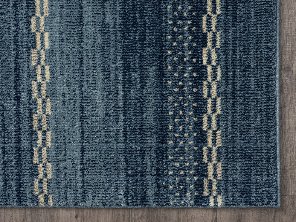 Abani Rugs Mesa MES210A Southwestern Blue Striped Area Rug