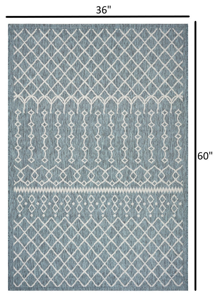 3' X 5' Blue And Gray Indoor Outdoor Area Rug