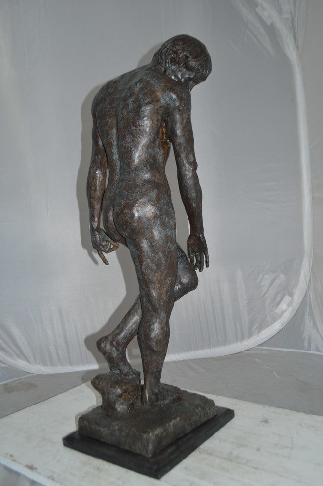 Adam Replica by Rodin Bronze Statue - Size: 12"L x 12"W x 36"H.