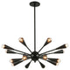 16 Light Incandescent Matte Black Chandelier