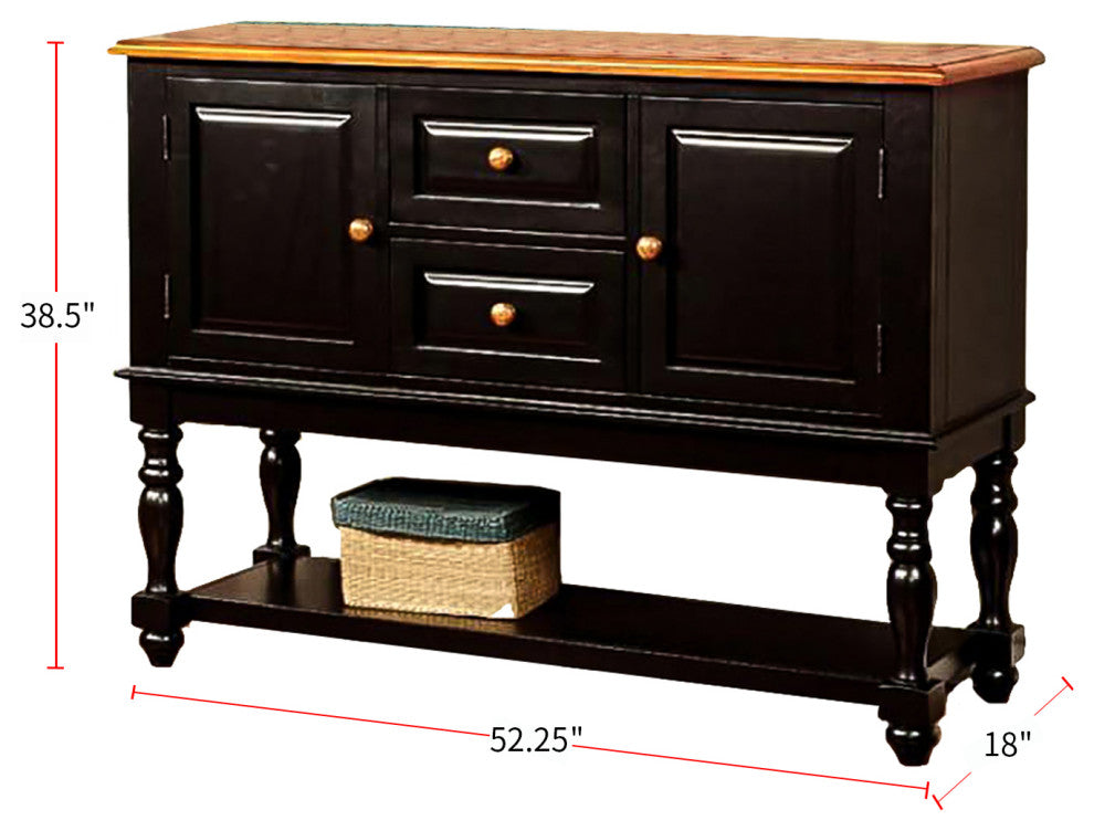 Wooden Server, Black and Antique Oak Finish