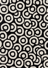 Davin Contemporary Area Rug, Black and Ivory, 7'x10'