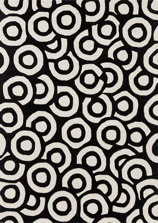 Davin Contemporary Area Rug, Black and Ivory, 7'x10'