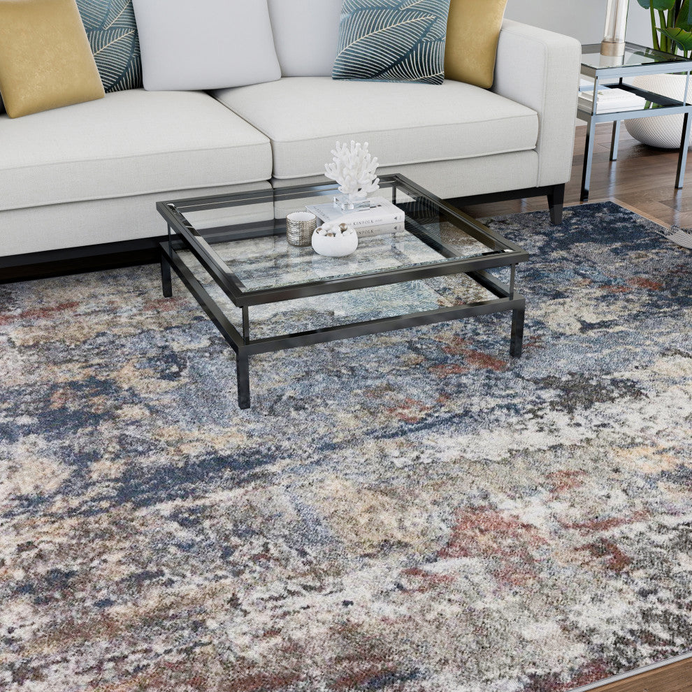 Billings Contemporary Abstract Area Rug, Navy, 9'x12'
