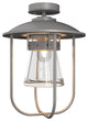 Erlenmeyer Outdoor Semi-Flush, Coastal Burnished Steel Finish, Clear Glass