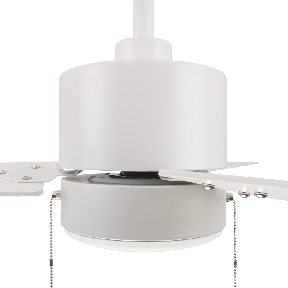 52" Ceiling Fan With Pull Chains Light Kit Work With Stable and Silent motor, White