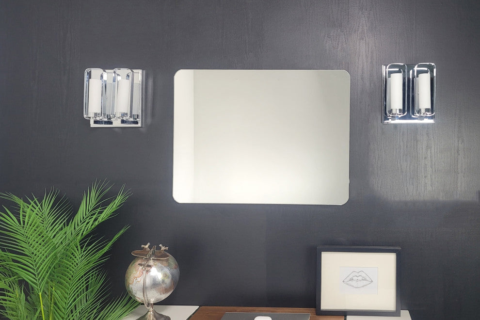 Fredrick Rectangular Modern Frameless Wall Bathroom Vanity Mirror, 19w X 27h