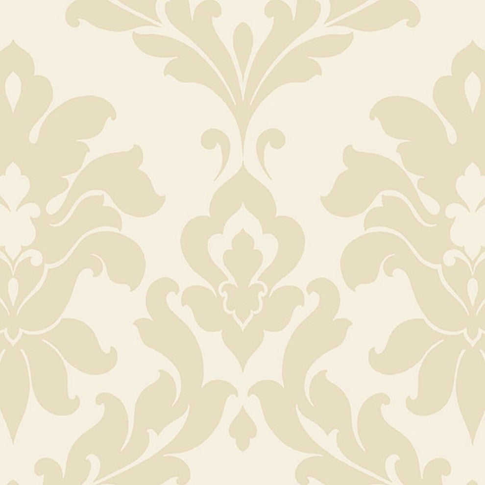 Stripes And Damasks, Classic Damask Stripes Beige, Cream Wallpaper Sample