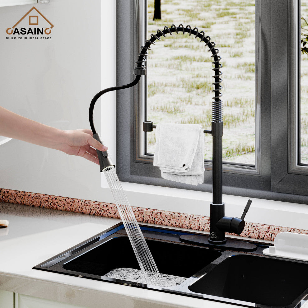 Kitchen Faucet Spring Pull Down Sprayer Dual-Function Spray Head Matte Black