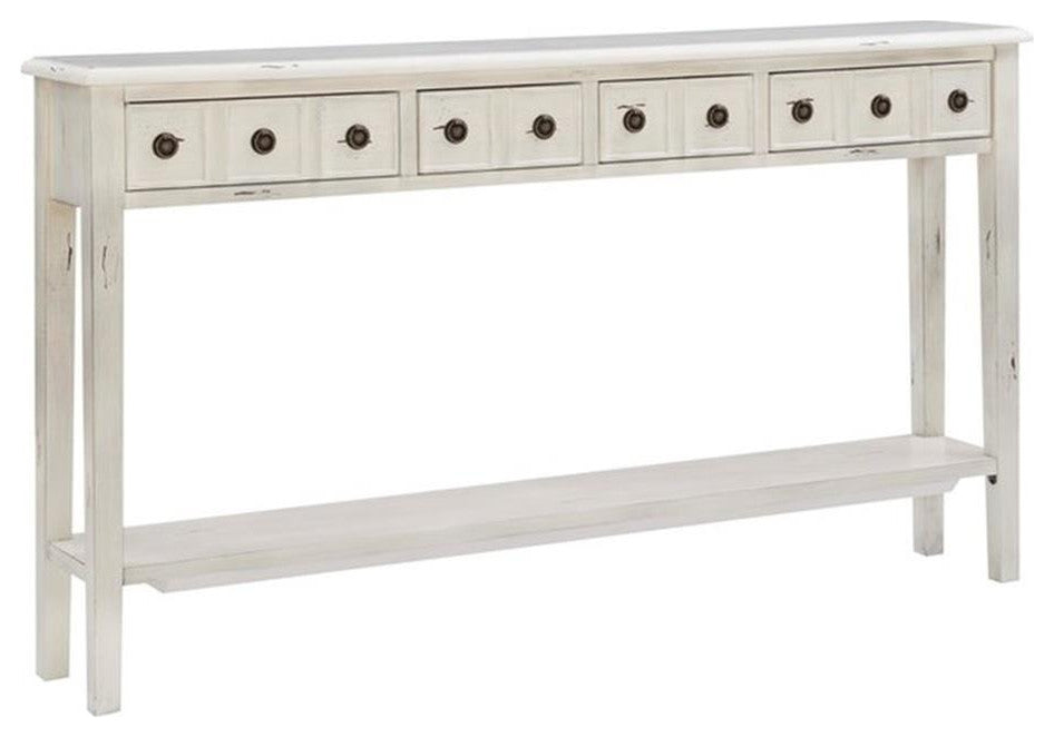 Linon Sadie Long Wood Console Table in Cream