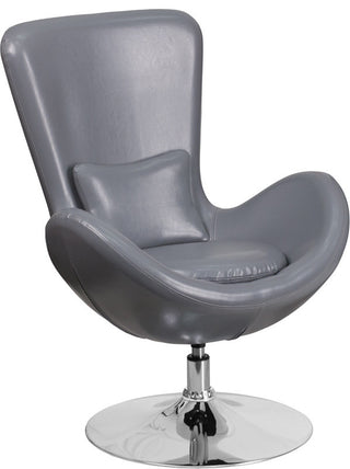 Egg Series Gray LeatherSoft Side Reception Chair