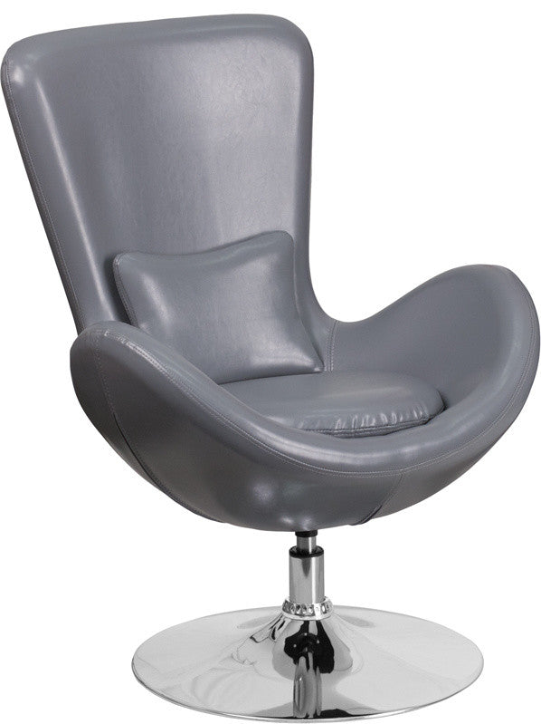 Egg Series Gray LeatherSoft Side Reception Chair