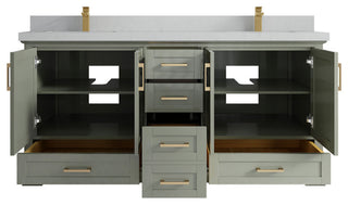 Boston 72 Double Sink Bath Vanity in Evergreen 2" Carrara Quartz