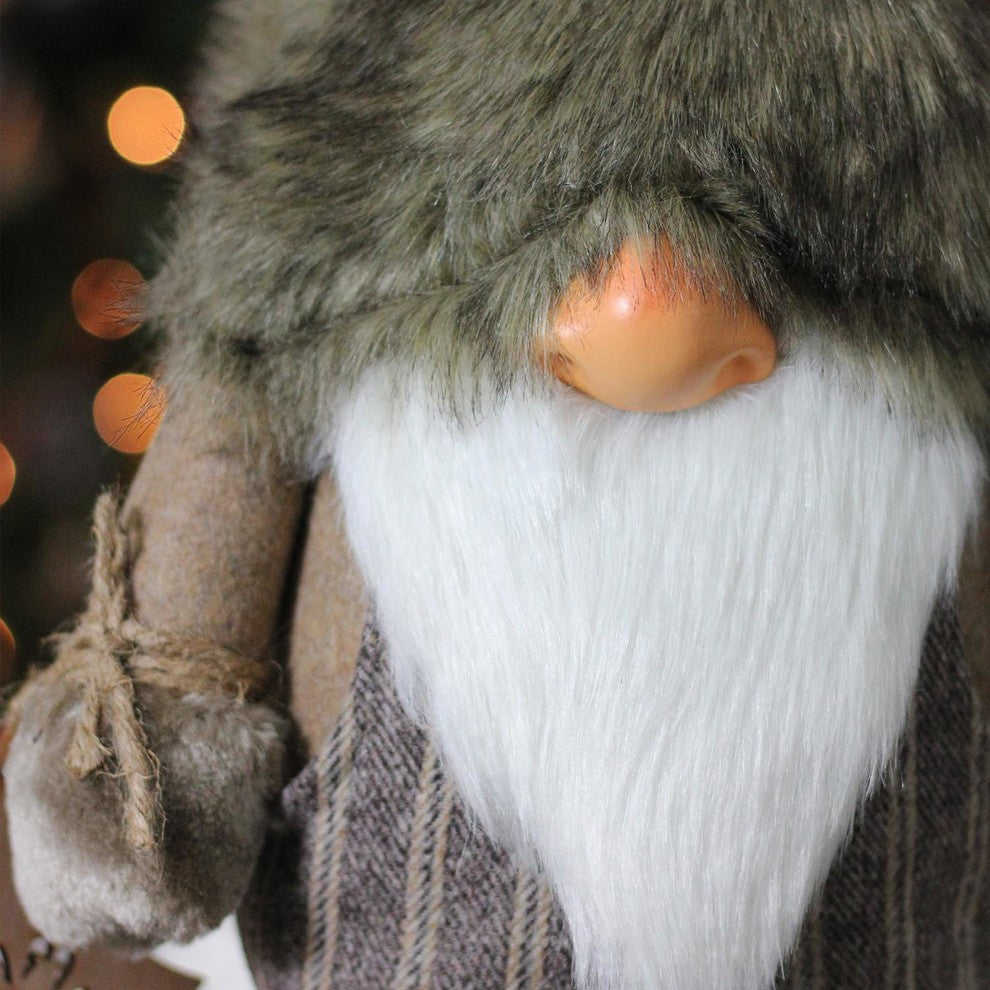 22" Nature's Luxury Gnome with Christmas Tree Ornament Tabletop Decoration