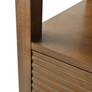 Vanity Art 21" Freestanding Linen Cabinet, Linear Walnut, Matte Black Handle