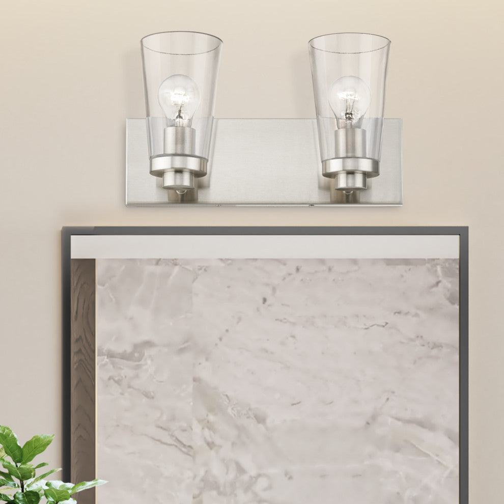 Cityview 2 Light Brushed Nickel Vanity Sconce