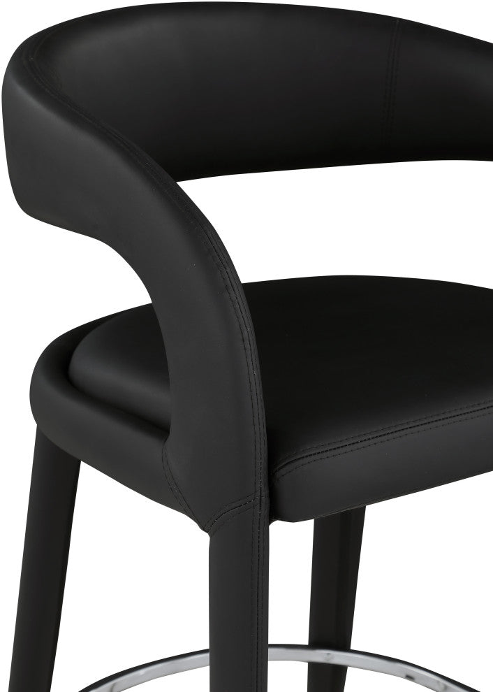 Sylvester Faux Leather Stool, Black