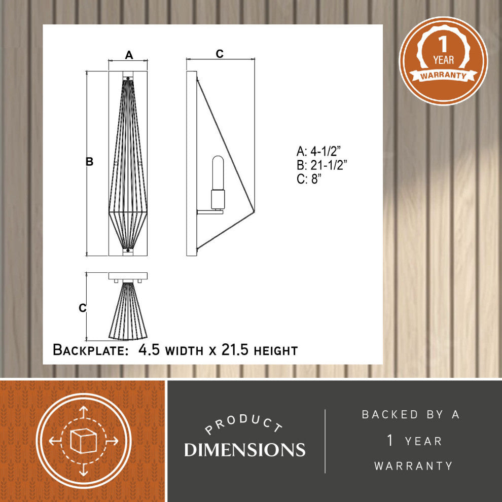 Dearborn 4.5" Wall Light Black Iron and Burnished Oak