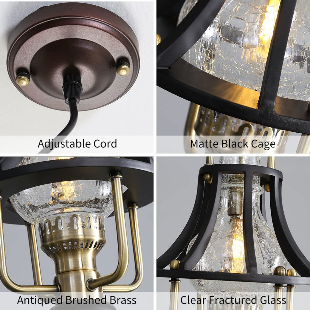 Farmhouse Glass Pendant Light Vintage Industrial Hanging Light Fixtures