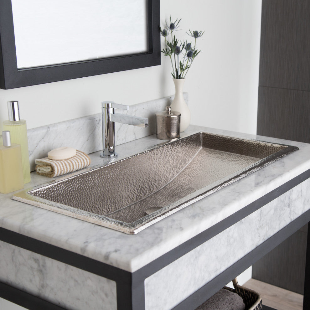Trough 30 in Brushed Nickel