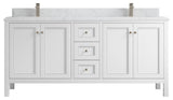 Nashville 72" Double Sink Bath Vanity, White 1.5" Empira Quartz