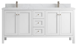 Nashville 72" Double Sink Bath Vanity, White 1.5" Empira Quartz