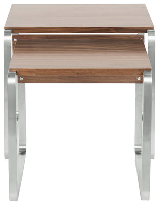 Lumisource Tea Side Nesting Tables, Stainless Steel and Walnut