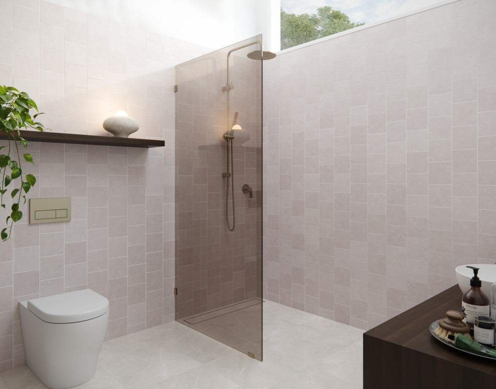 Ursa 30"x78" Frameless Fixed Glass Shower Panel With Bronze Tint, Brushed Bronze