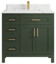 Cambridge 36 Center Sink Bath Vanity in Pewter Green 1.5" Calacatta Laza