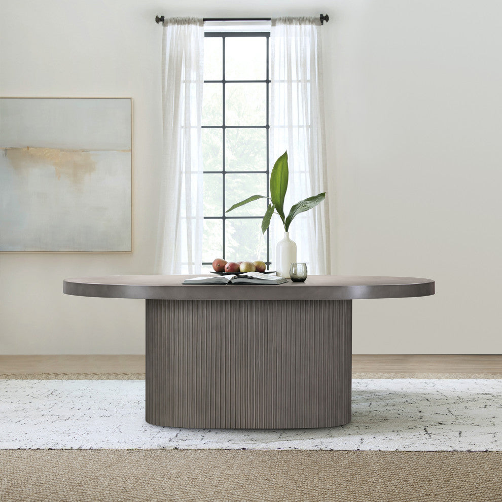 Wave Oval Dining Table, Gray Concrete
