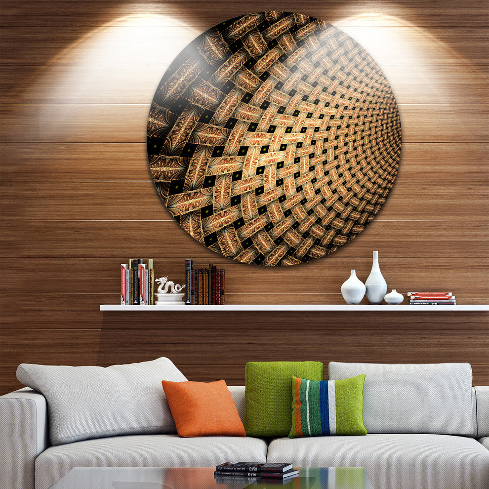 Symmetrical Brown Flower, Floral Large Disc Metal Wall Art, 36"
