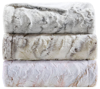 Madison Park Sachi Oversized Faux Fur Throw, Blush