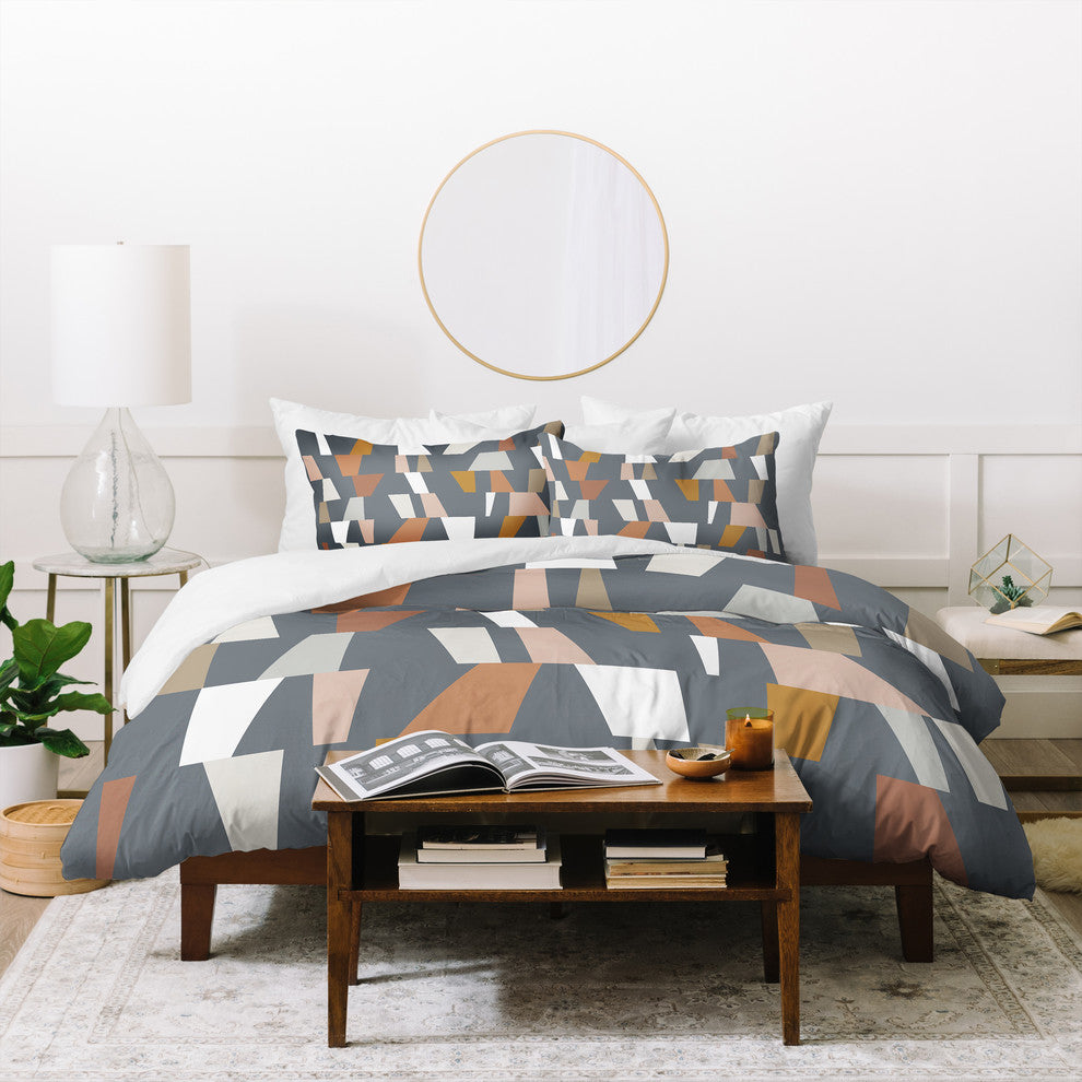 The Old Art Studio Neutral Geometric 02 Duvet Cover Set, King