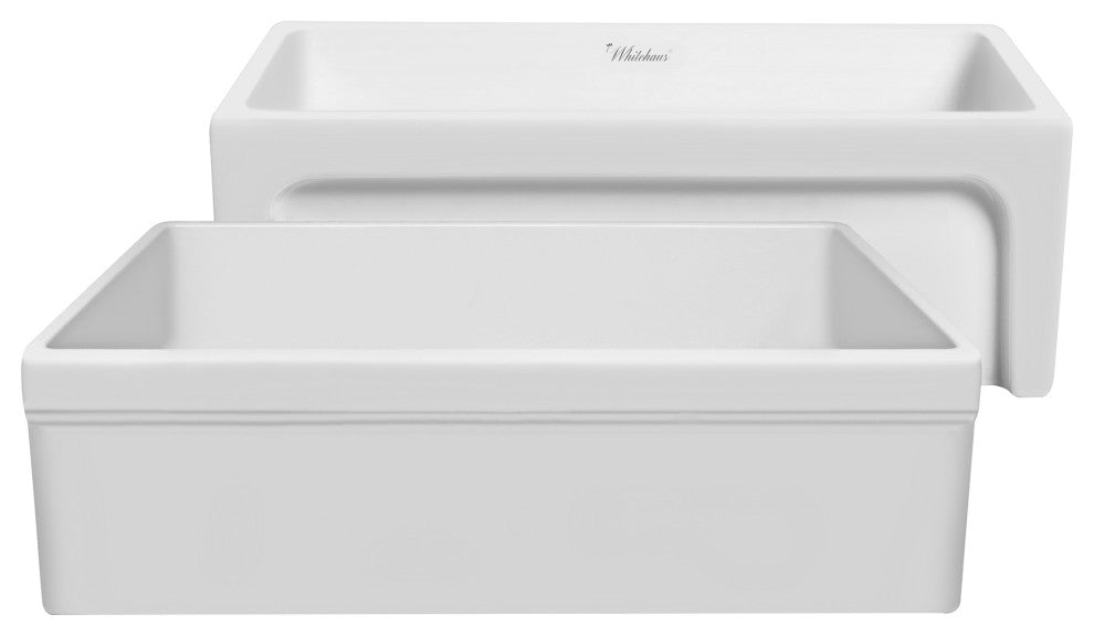 Whitehaus WHQ5530-M-WHITE Glencove Fireclay Kitchen Sink, Matte White