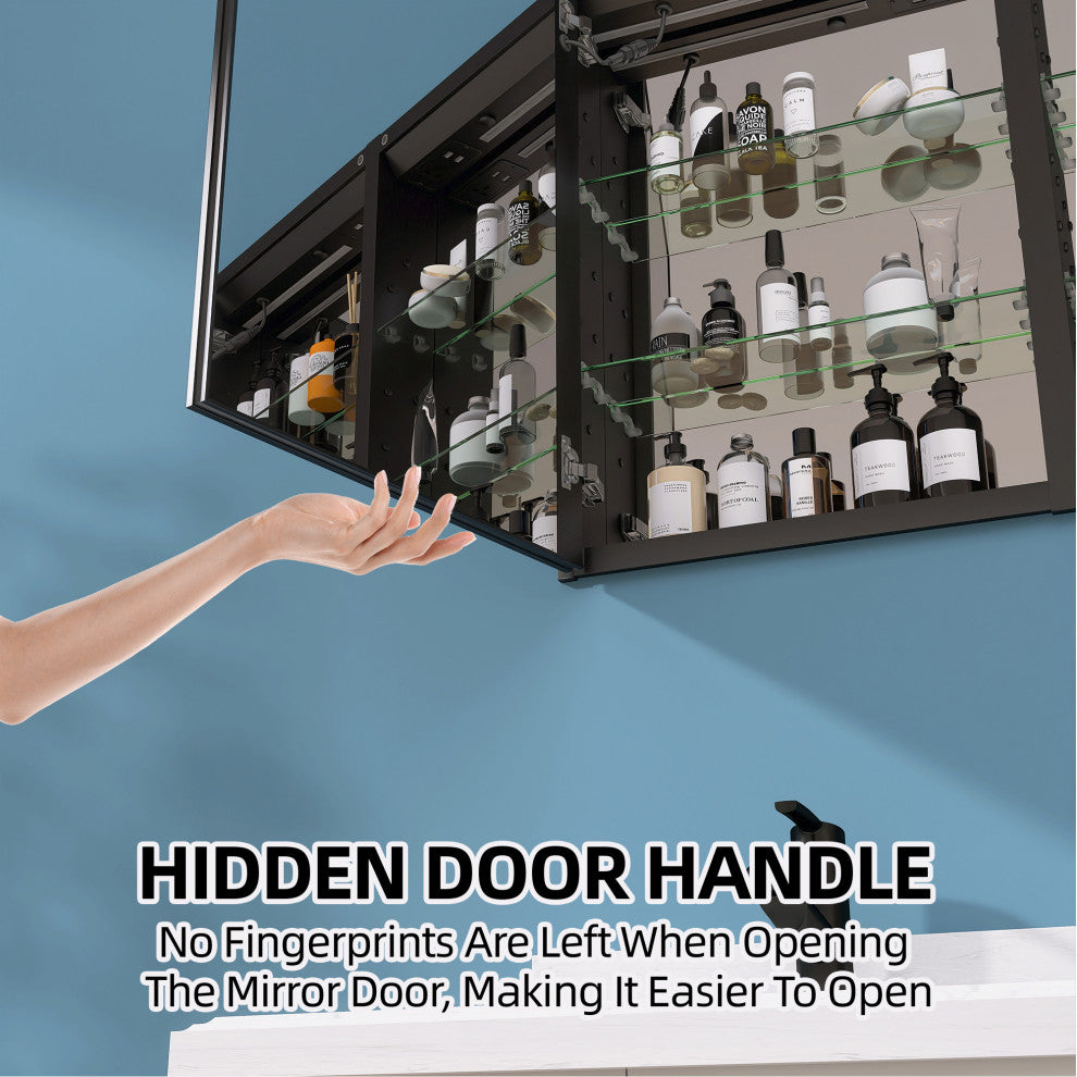 40'' W 30'' H Recessed Frameless Medicine Cabinet Mirror 6 Adjustable
