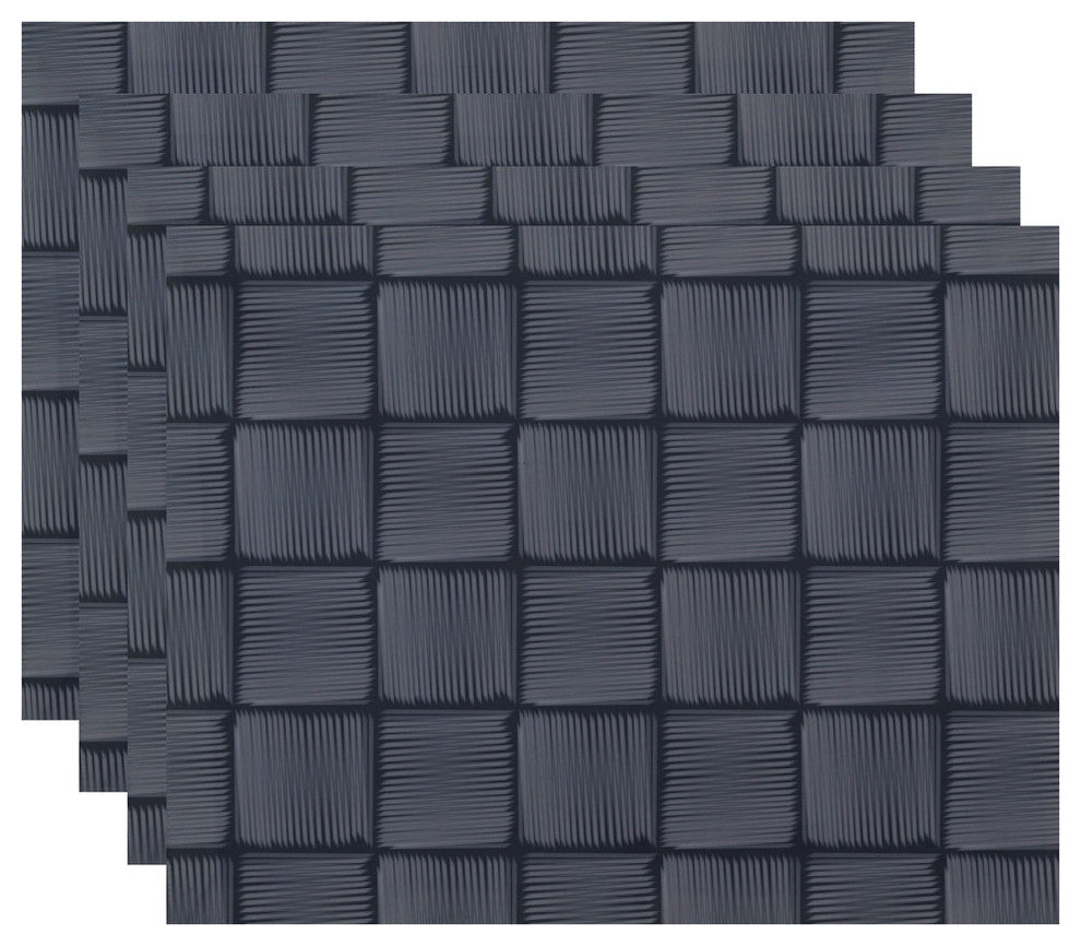 18"x14" Basketweave, Geometric Print Placemat, Gray, Set of 4