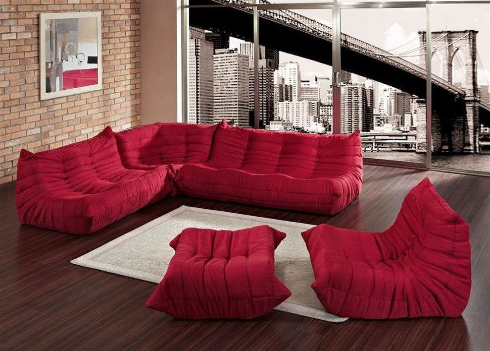 Modway Waverunner Sectional Sofa, Red