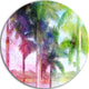 Green Retro Palm Trees, Landscape Painting Round Wall Art, 23"