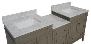 Eleanor 72" Double Bathroom Vanity, Weathered Gray, Carrara Marble