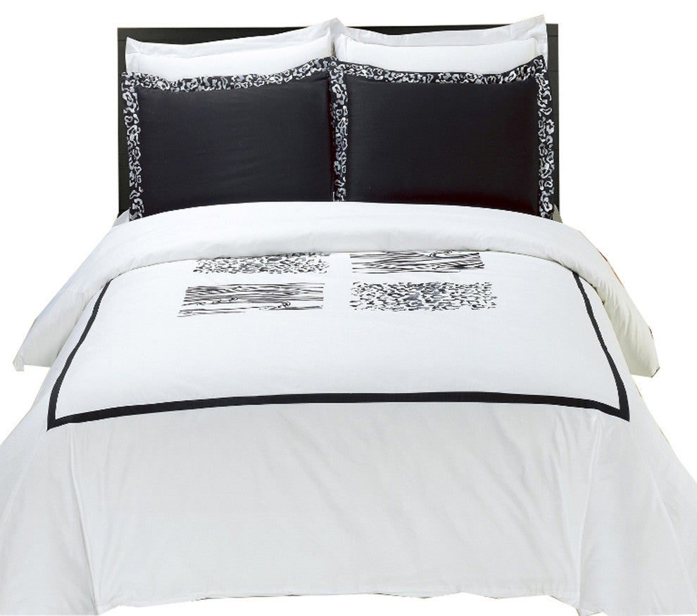 Burbank Embroidered Cotton Duvet Cover Set, Full/Queen