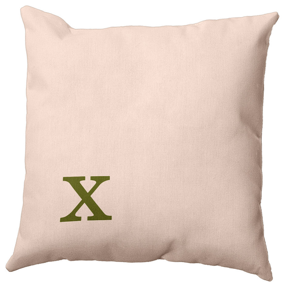 16"x16" Modern Monogram Decorative Throw Pillow, Olive