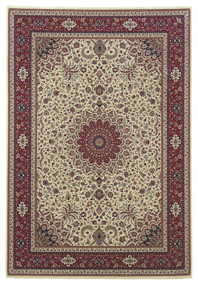 Aiden Traditional Vintage Inspired Ivory/Red Rug, 8' Square