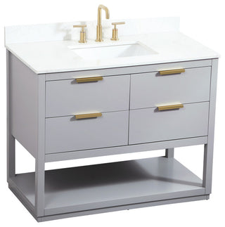 42" Single Bathroom Vanity, Gray, With Backsplash