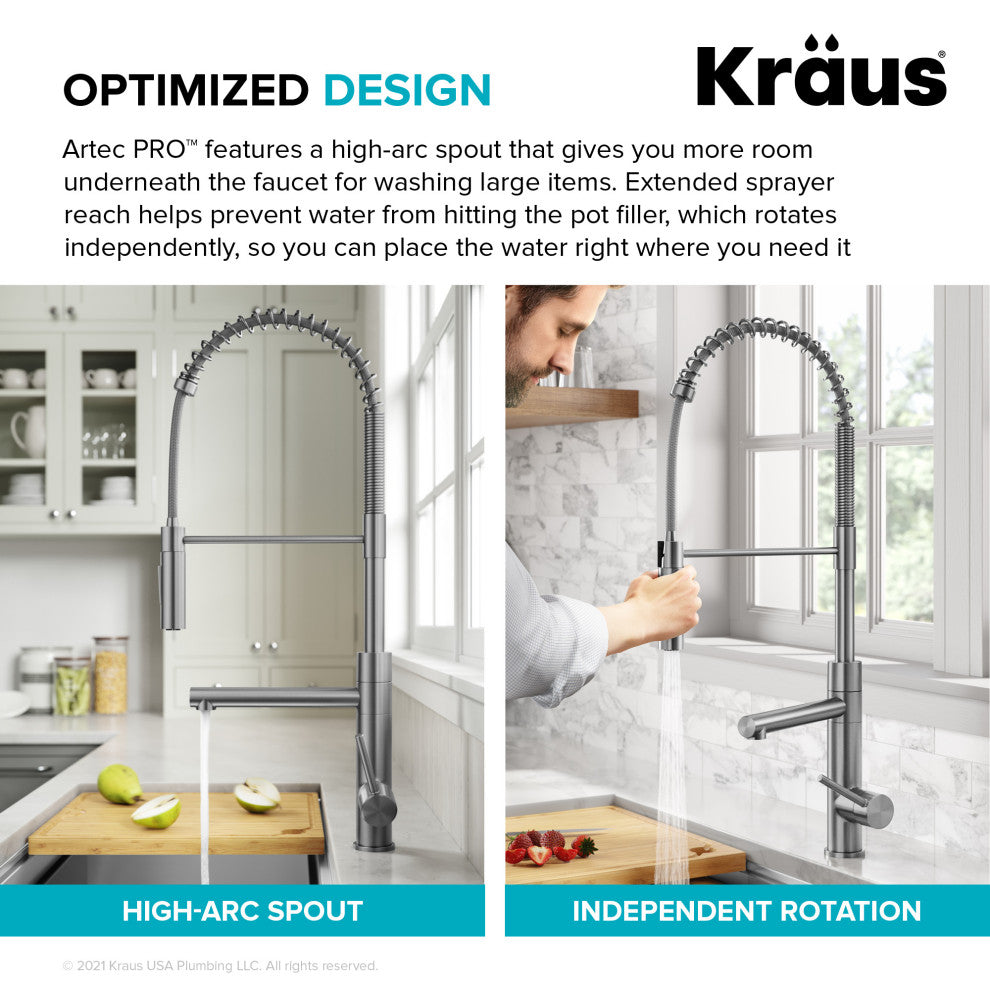 Pulldown Pot Filler Kitchen Faucet, Matte Black