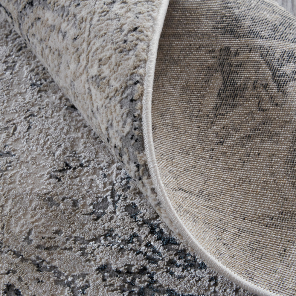 Weave & Wander Adana Metallic Rug, Ivory/Silver/Black, 6ft-7in x 9ft-6in Rug