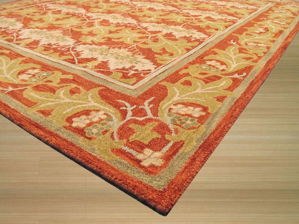 Hand-Tufted Wool Rust Transitional Oriental Morris Rug, 6' Round