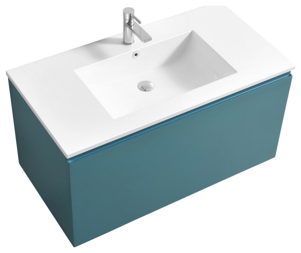 Balli 40'' Wall Mount Modern Bathroom Vanity, Teal Green