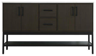 Home Living 60" Double Bathroom Vanity, Mocha Brown
